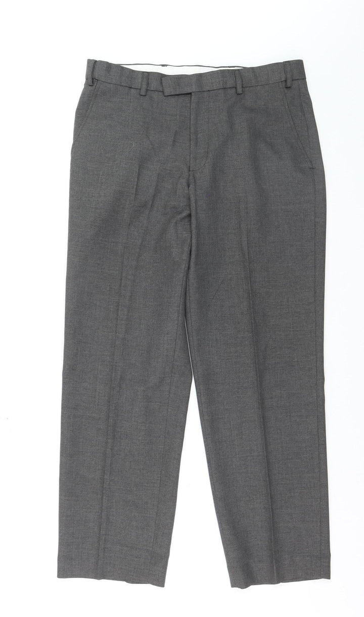 St. Bernard Men's Grey Regular Fit Dress Trousers 32W 29L