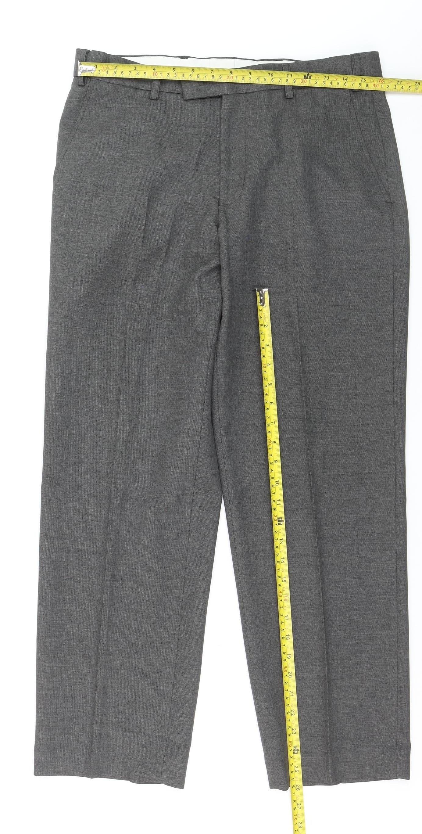 St. Bernard Men's Grey Regular Fit Dress Trousers 32W 29L