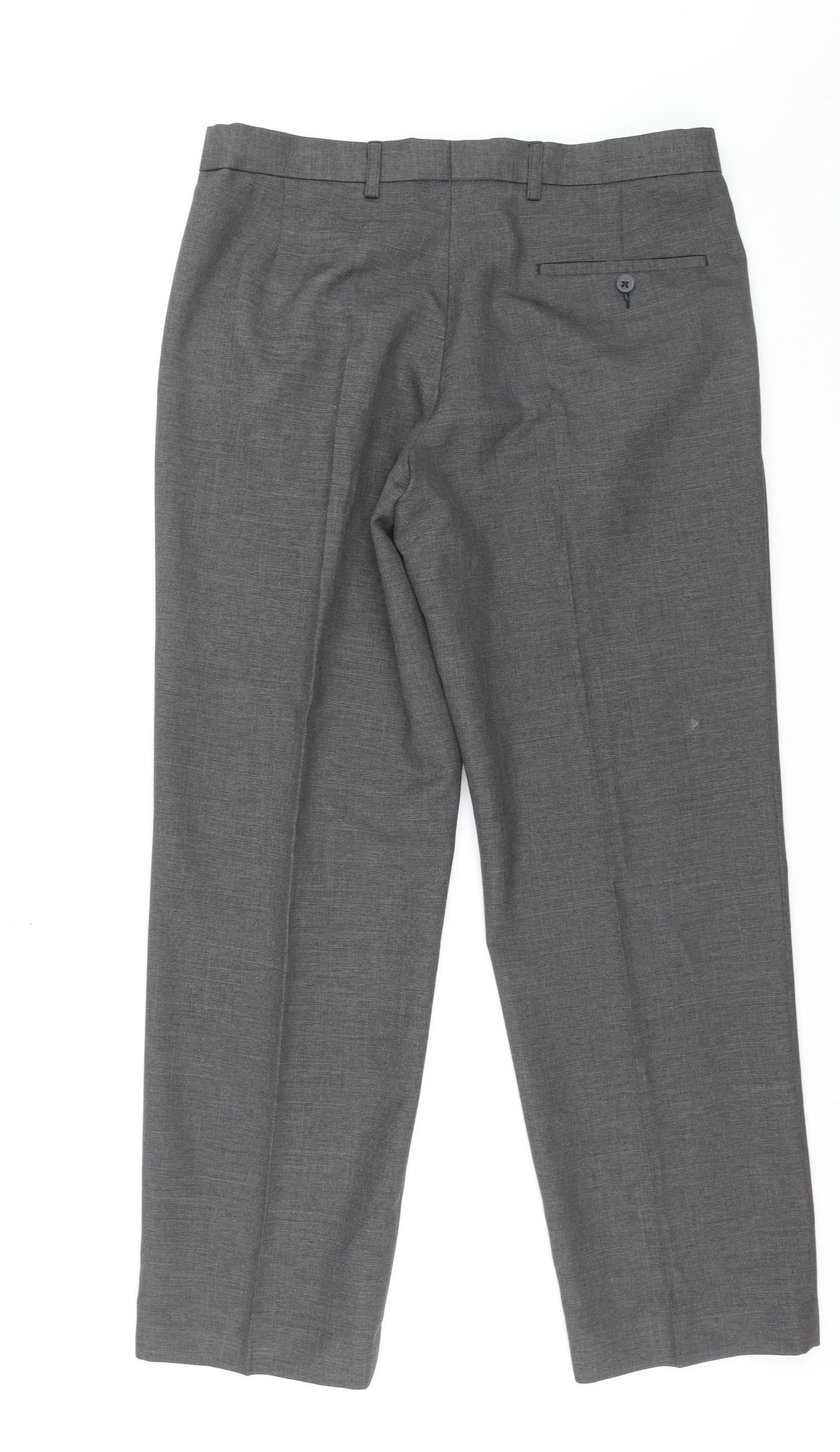 St. Bernard Men's Grey Regular Fit Dress Trousers 32W 29L