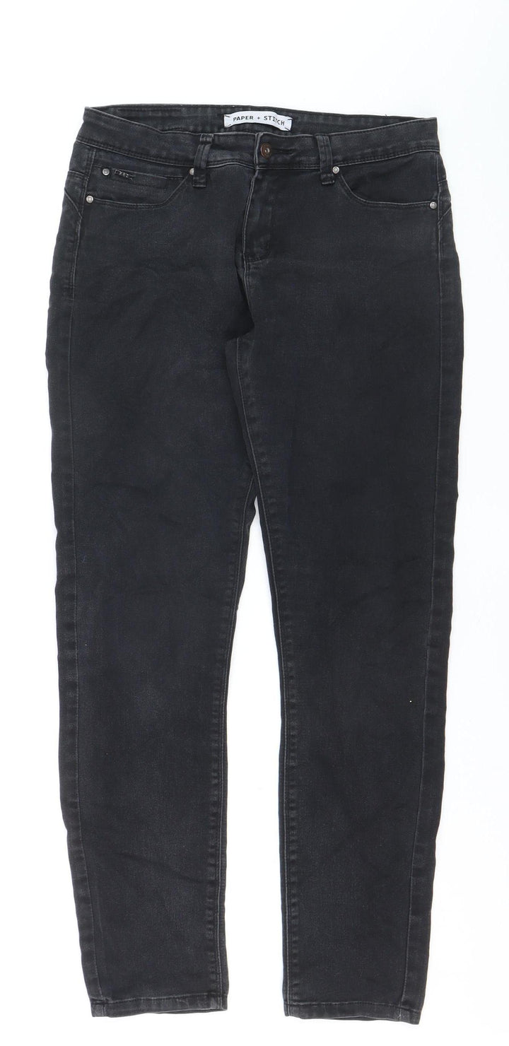 Paper + Stitch Women Black Skinny Jeans Size 30R Mid Rise Stretch Denim