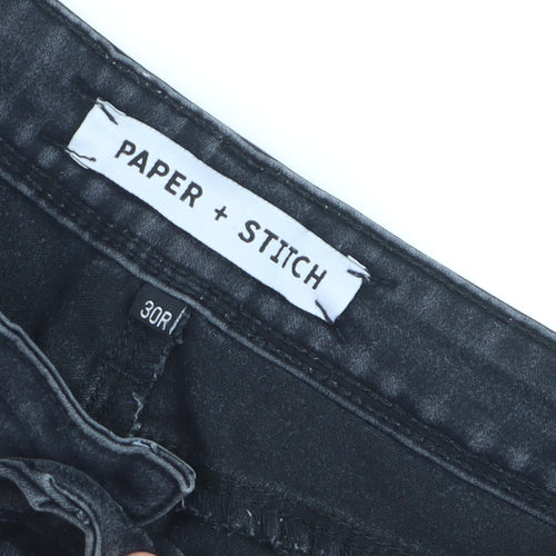 Paper + Stitch Women Black Skinny Jeans Size 30R Mid Rise Stretch Denim