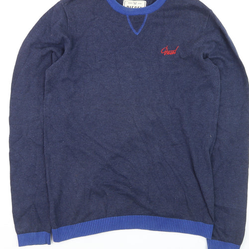 Diesel Men's Blue Cotton Crew Neck Pullover Jumper Size S