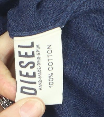 Diesel Men's Blue Cotton Crew Neck Pullover Jumper Size S