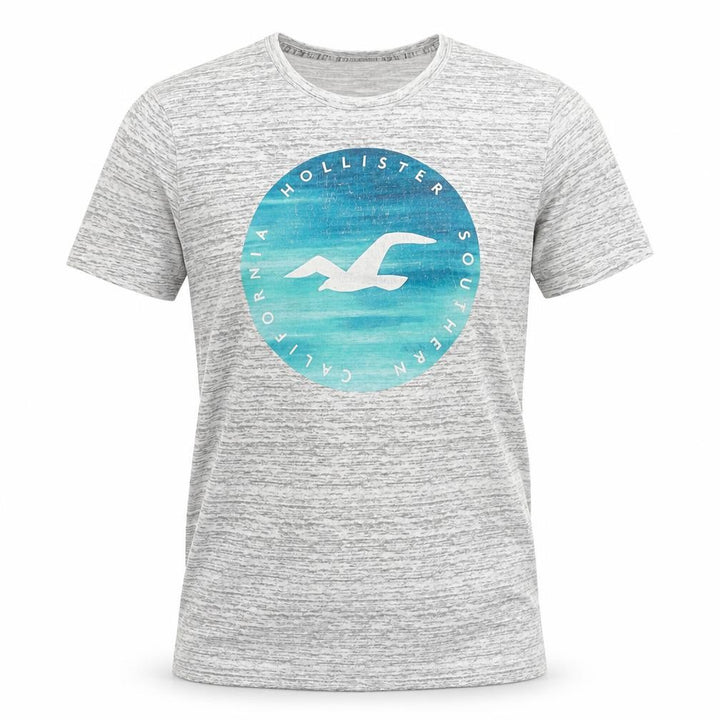 Hollister Men’s Grey Graphic Print Crew Neck T-Shirt Size S