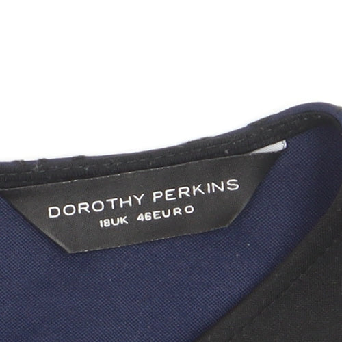 Dorothy Perkins Womens Blue Velvet Floral Peplum Sleeveless Blouse Size 18