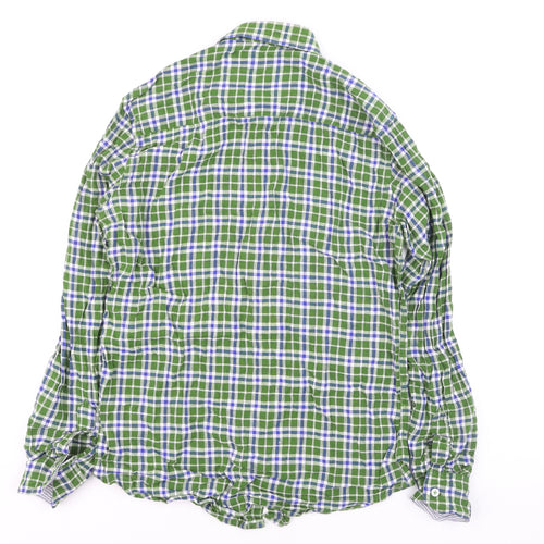 Indian Terrain Men's Green Check Long Sleeve Cotton Shirt L