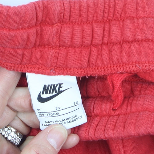 Nike Womens Red XL Jogger Sweatpants Elastic Waist Fleece Lined