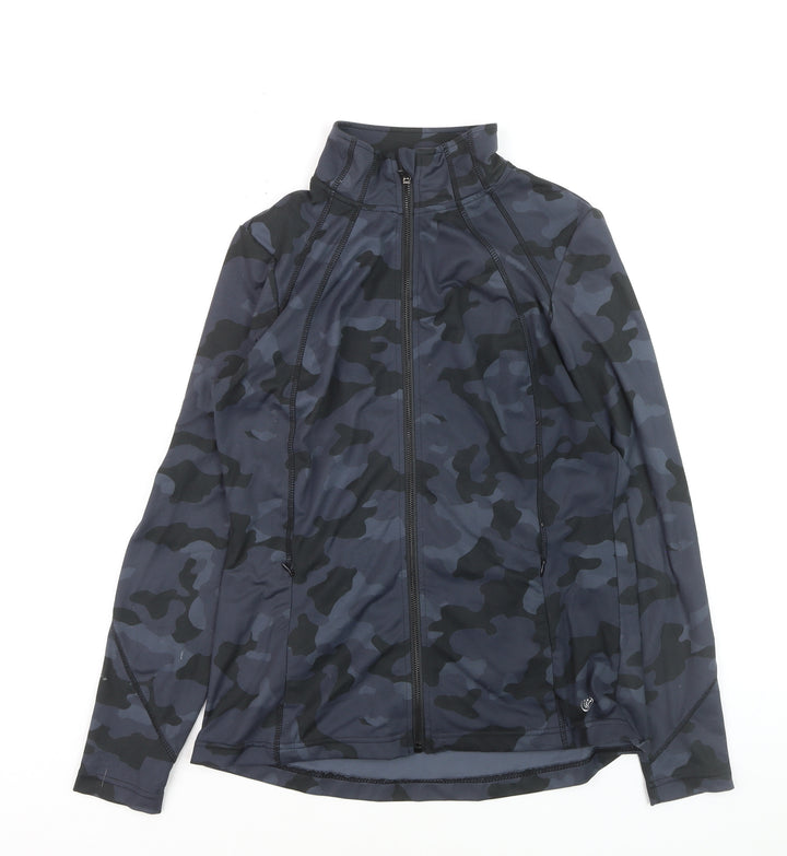Dunnes Stores Women's Black Camo Full Zip Track Jacket Size 8