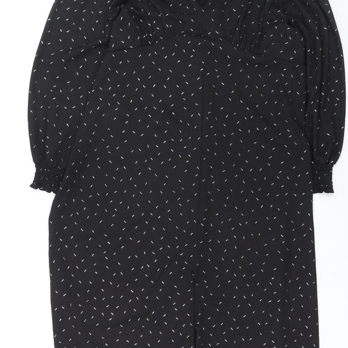 Dunnes Women Black XL V-Neck Long Sleeve Shift Dress