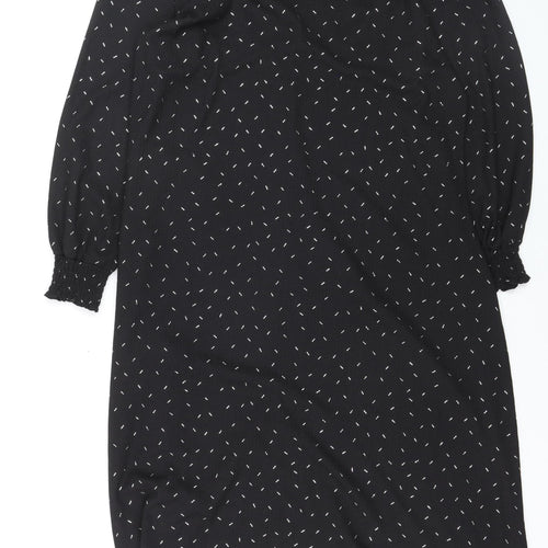 Dunnes Women Black XL V-Neck Long Sleeve Shift Dress