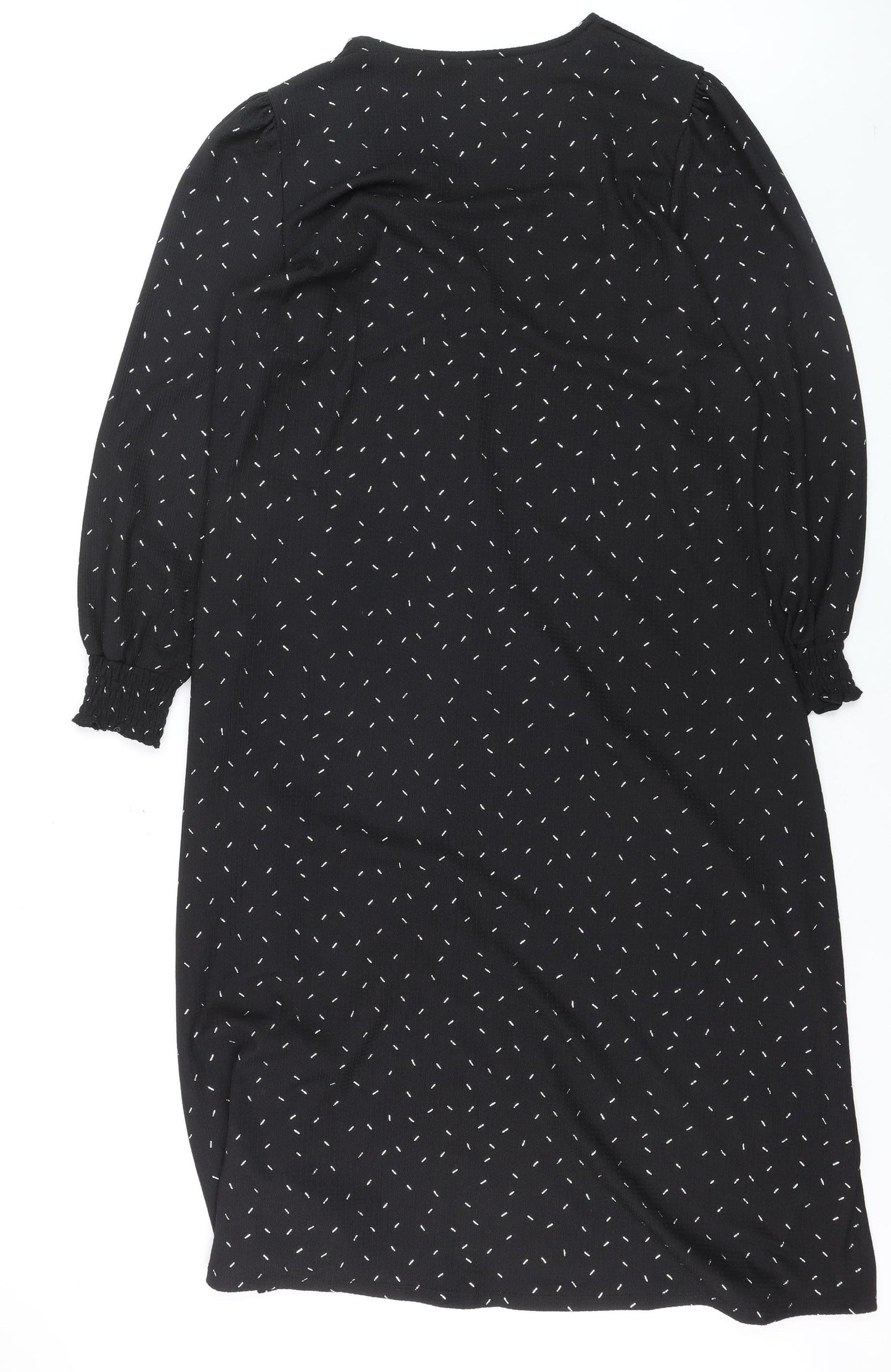 Dunnes Women Black XL V-Neck Long Sleeve Shift Dress
