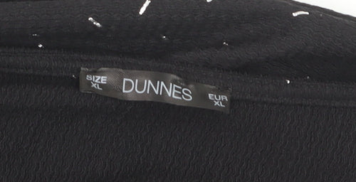Dunnes Women Black XL V-Neck Long Sleeve Shift Dress
