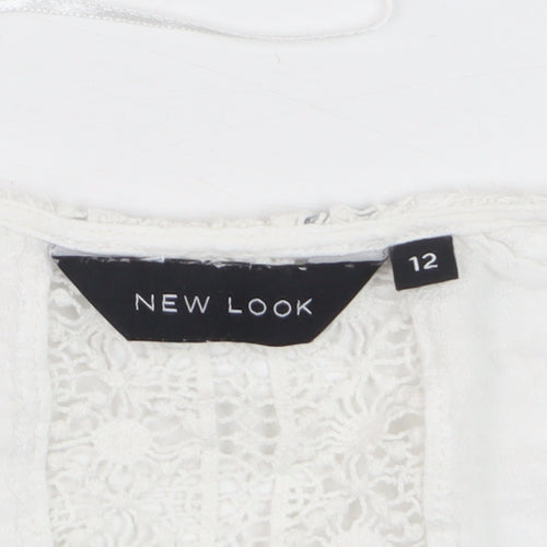 New Look Women’s White Lace Kimono Blouse Size 12 Bohemian