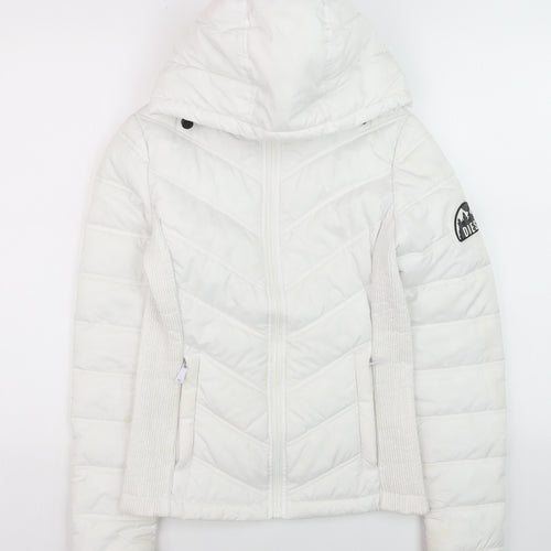 Diesel Women's White XS Hooded Quilted Puffer Jacket