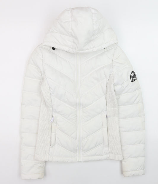 Diesel Women's White XS Hooded Quilted Puffer Jacket