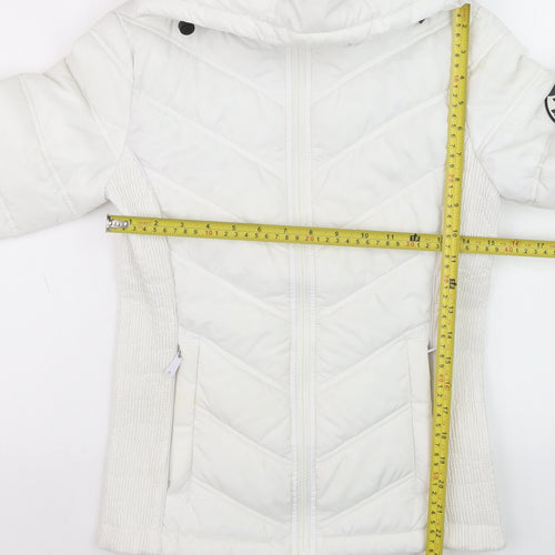 Diesel Women's White XS Hooded Quilted Puffer Jacket