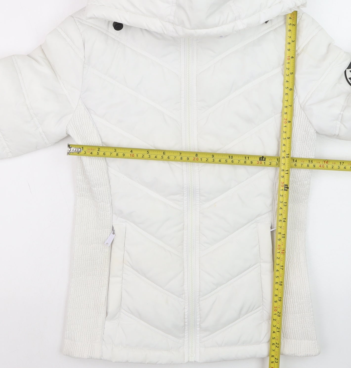 Diesel Women's White XS Hooded Quilted Puffer Jacket