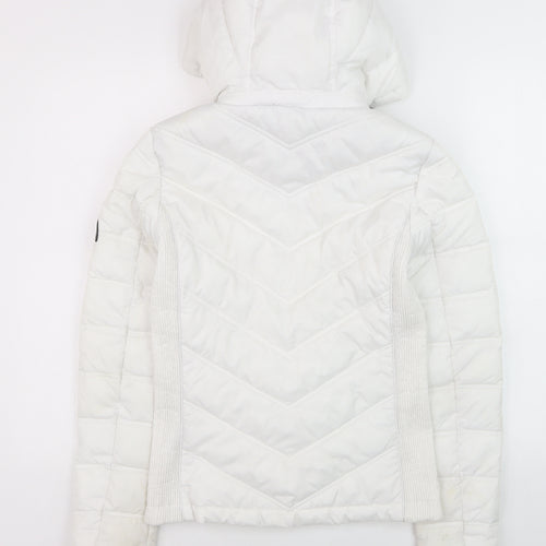 Diesel Women's White XS Hooded Quilted Puffer Jacket