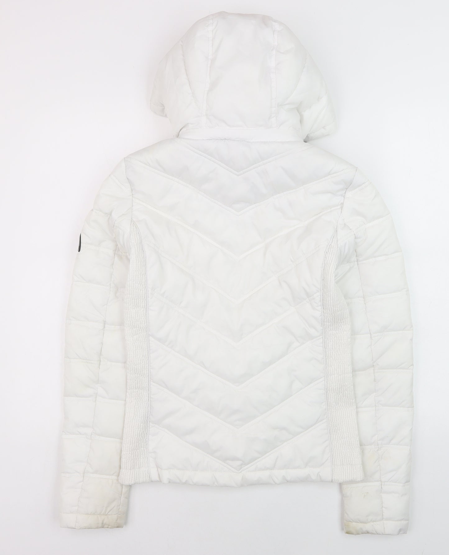 Diesel Women's White XS Hooded Quilted Puffer Jacket