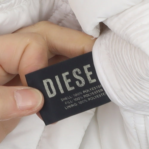 Diesel Women's White XS Hooded Quilted Puffer Jacket