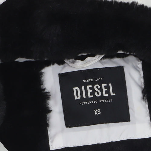 Diesel Women's White XS Hooded Quilted Puffer Jacket