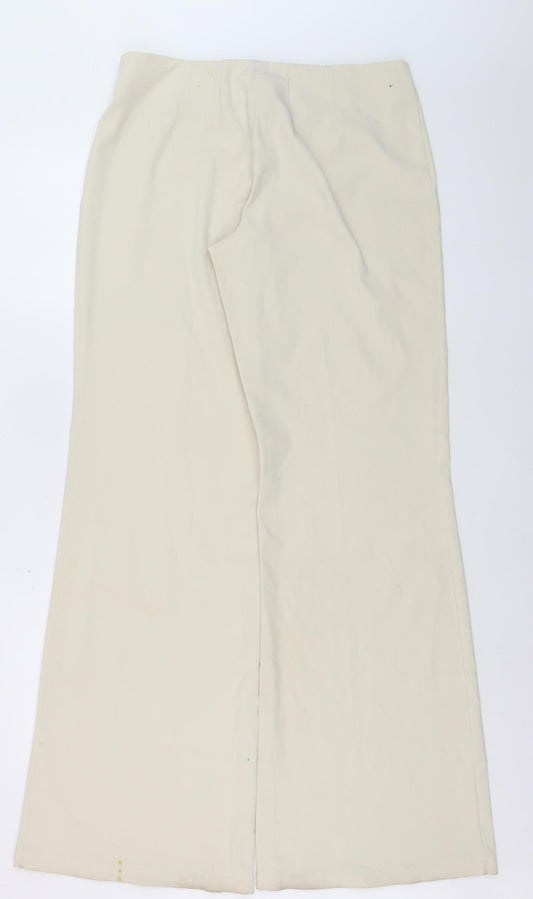 Vero Moda Women’s Beige Wide-Leg Cotton Trousers Size 12