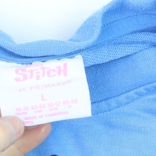 Primark Disney Stitch Blue Sweatshirt Women L Pullover Crew Neck