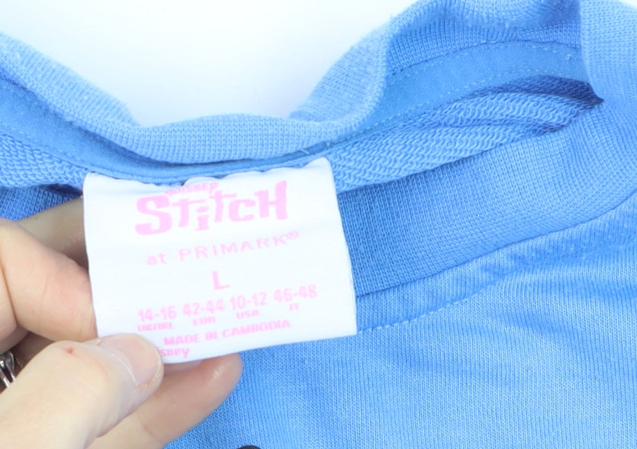 Primark Disney Stitch Blue Sweatshirt Women L Pullover Crew Neck