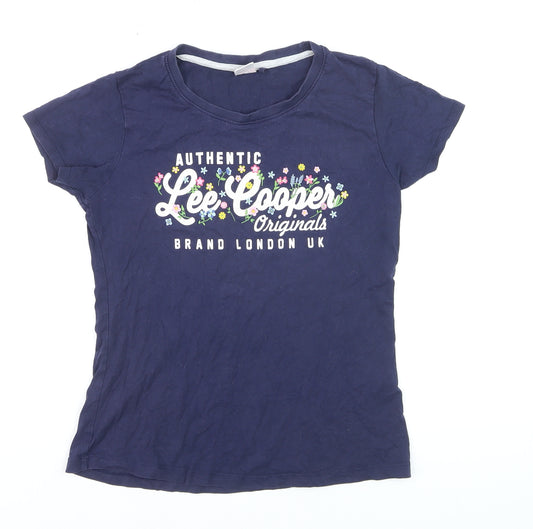 Lee Cooper Women Blue Cotton Short Sleeve T-Shirt Size 12