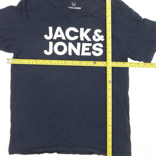 Jack & Jones Boys Blue Logo T-Shirt 14 Years Short Sleeve Cotton Top