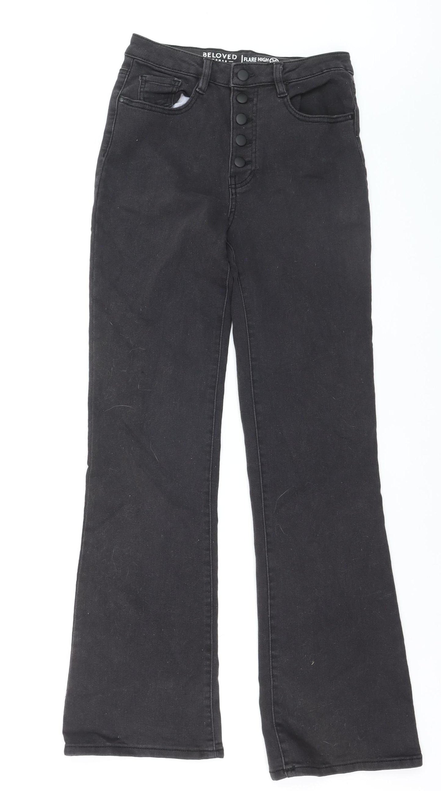 Beloved Women Black High Rise Flared Denim Jeans Size 8