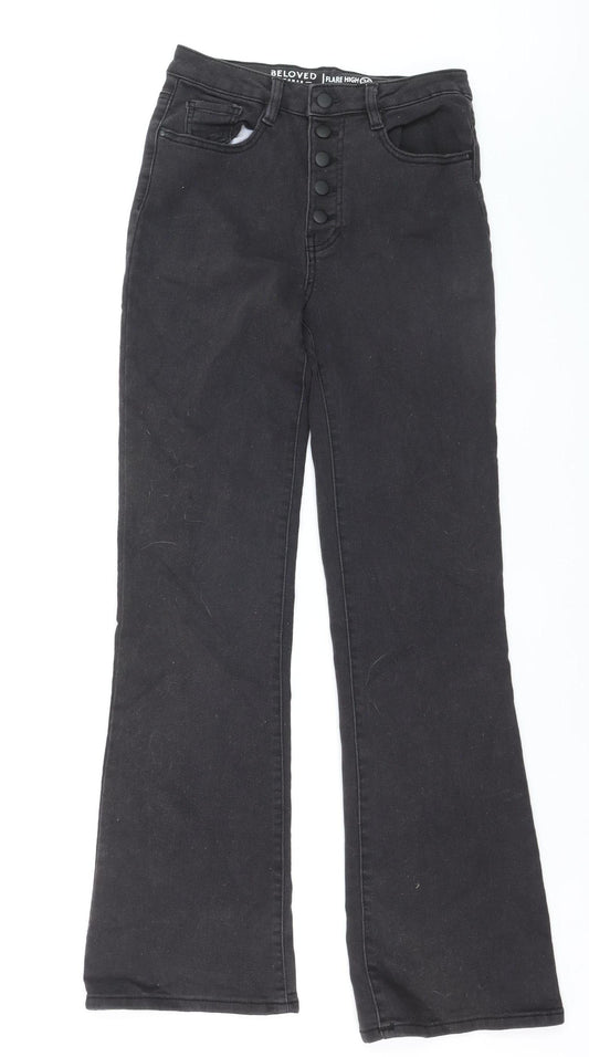 Beloved Women Black High Rise Flared Denim Jeans Size 8