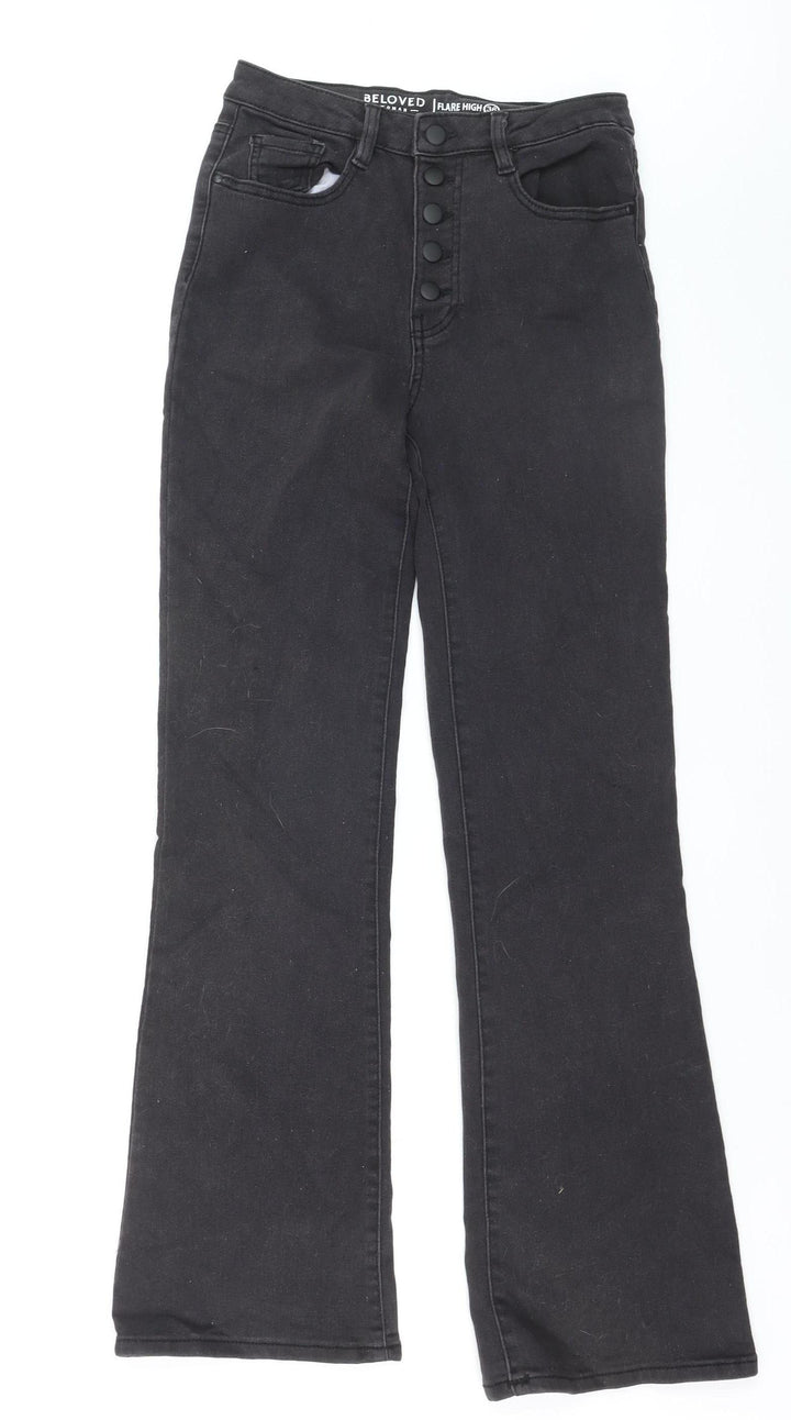 Beloved Women Black High Rise Flared Denim Jeans Size 8