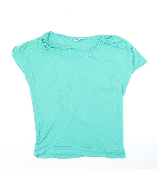 Pull & Bear Women's Green Basic Cotton T-Shirt Size S