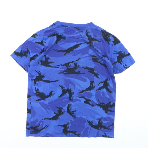 Adidas Boys Blue Camouflage Logo T-Shirt Size 14-16 Years Short Sleeve