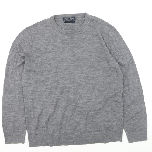Paul Costelloe Men’s Grey Merino Wool Crew Neck Jumper Size L
