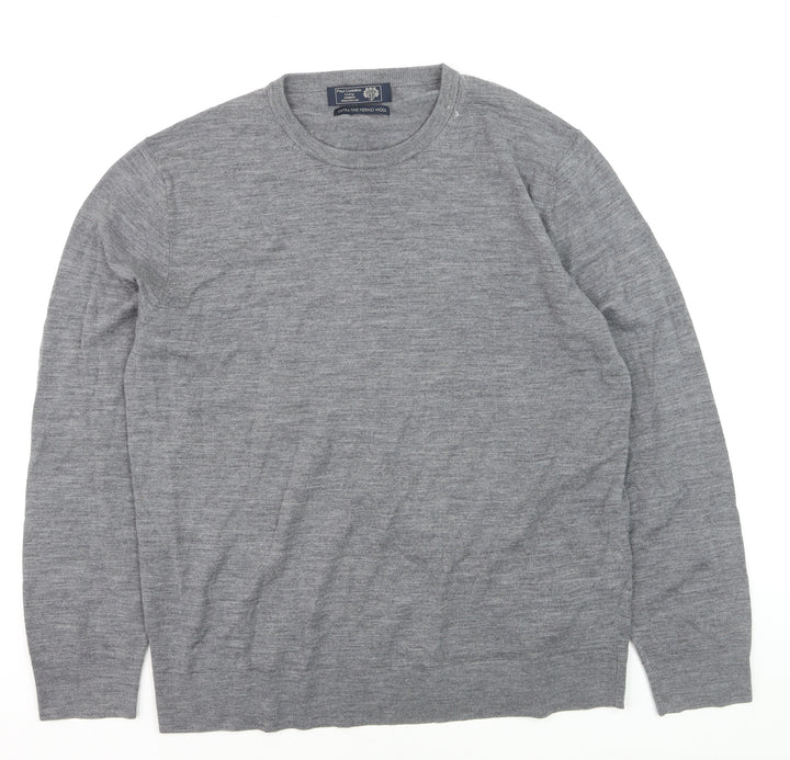 Paul Costelloe Men’s Grey Merino Wool Crew Neck Jumper Size L