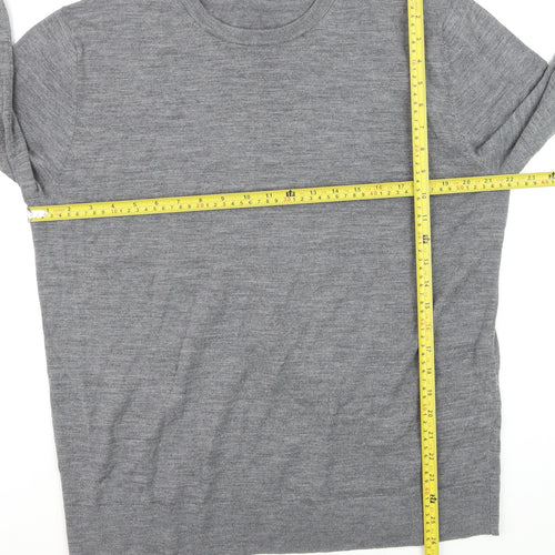 Paul Costelloe Men’s Grey Merino Wool Crew Neck Jumper Size L