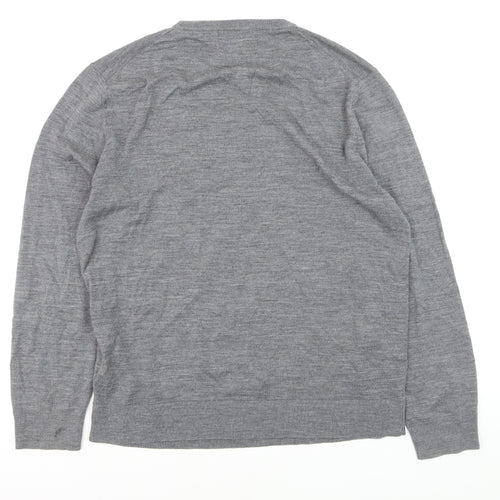 Paul Costelloe Men’s Grey Merino Wool Crew Neck Jumper Size L