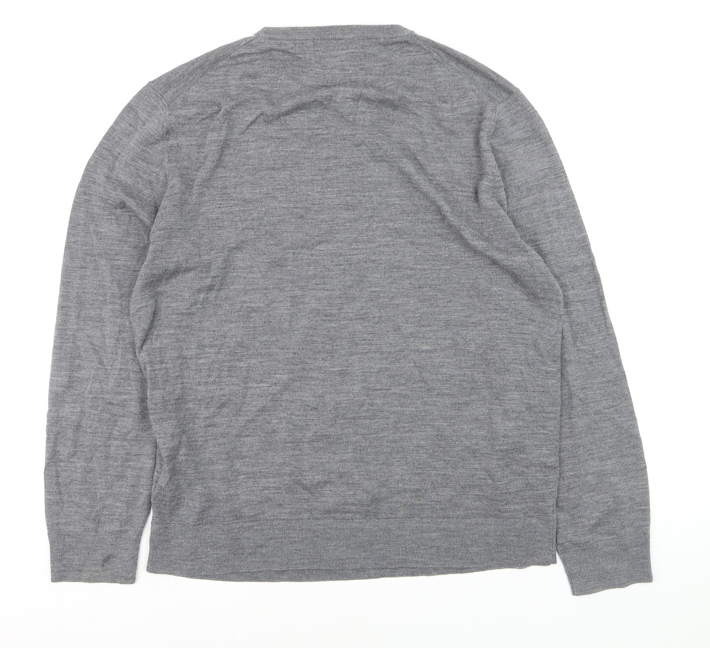 Paul Costelloe Men’s Grey Merino Wool Crew Neck Jumper Size L