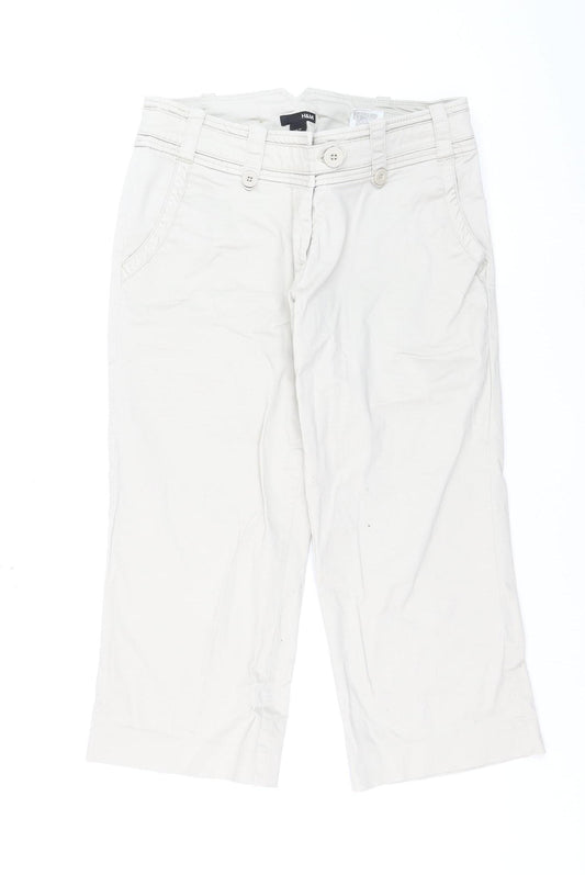 H&M Women's Beige Capri Jeans Size 8 Regular Fit Cotton Blend
