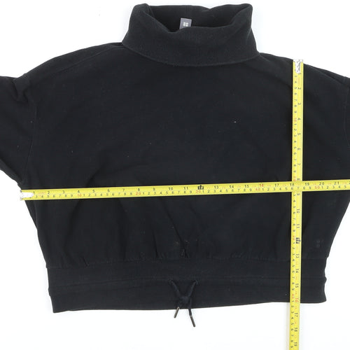 Sweaty Betty Womens Black Roll Neck Drawstring Hem Jumper Medium