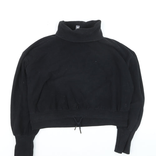 Sweaty Betty Womens Black Roll Neck Drawstring Hem Jumper Medium