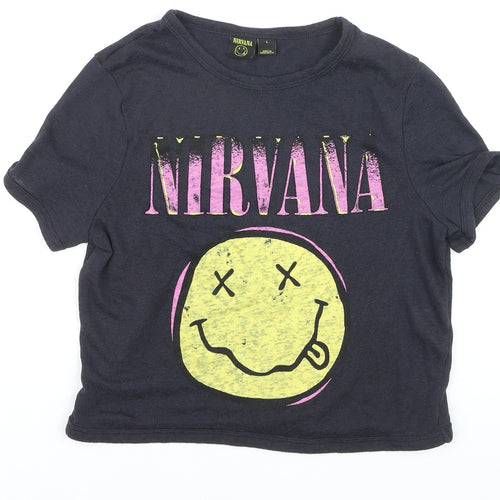 Nirvana Women's Black L Music Graphic Short Sleeve Cotton T-Shirt
