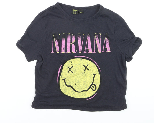 Nirvana Women's Black L Music Graphic Short Sleeve Cotton T-Shirt