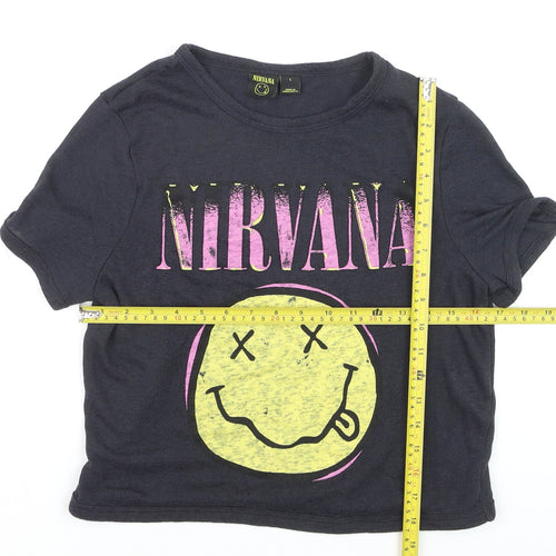 Nirvana Women's Black L Music Graphic Short Sleeve Cotton T-Shirt