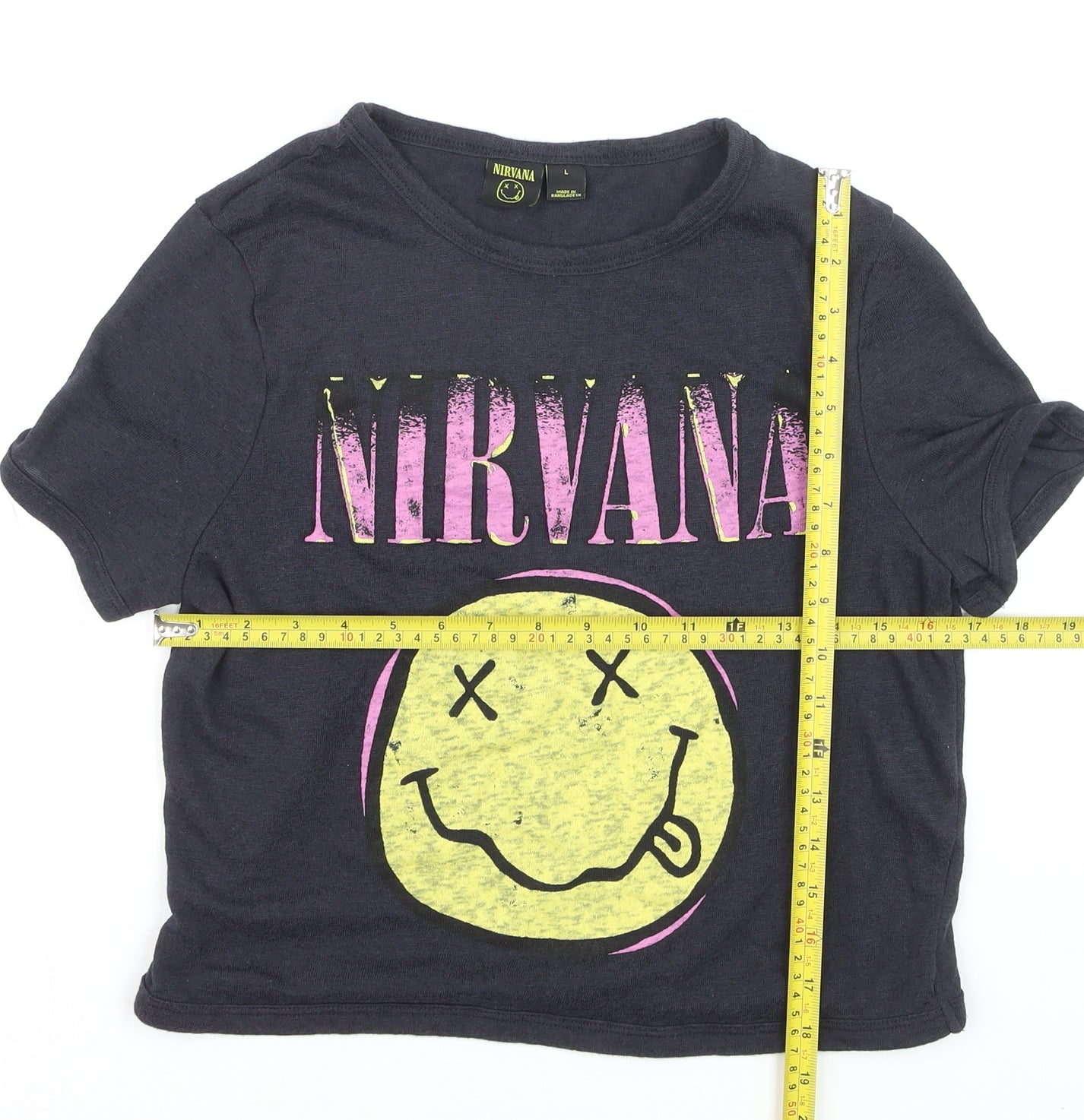 Nirvana Women's Black L Music Graphic Short Sleeve Cotton T-Shirt