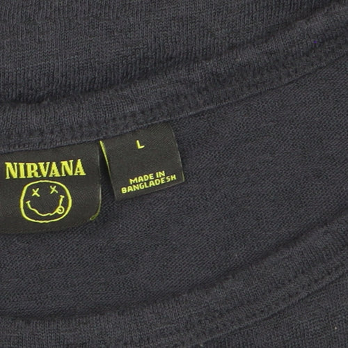 Nirvana Women's Black L Music Graphic Short Sleeve Cotton T-Shirt