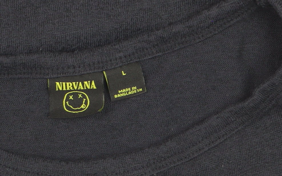 Nirvana Women's Black L Music Graphic Short Sleeve Cotton T-Shirt