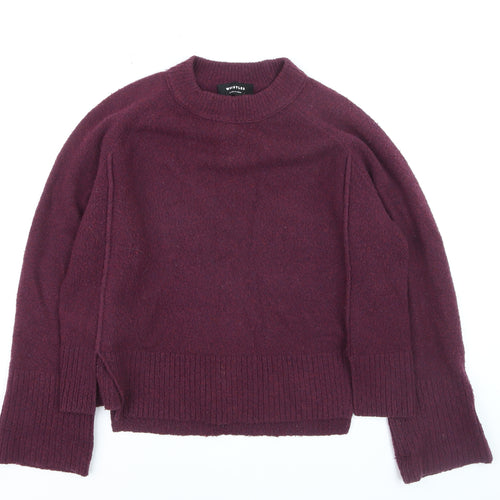 Whistles Women Purple Wool Blend Crew Neck Relaxed Fit Jumper Size S